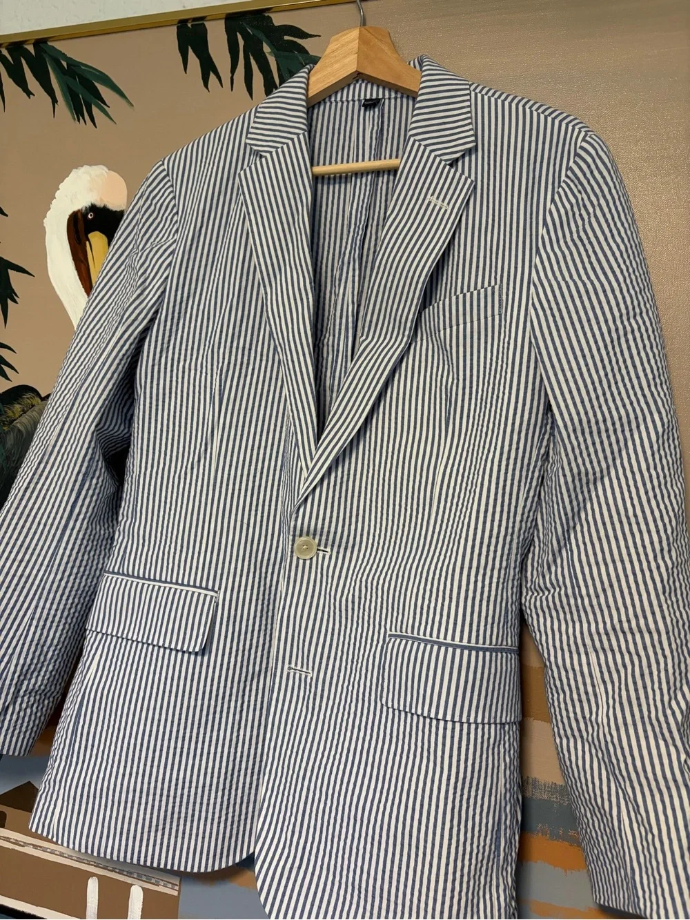 J. Crew Ludlow Seersucker Suit 36s pants 31x28